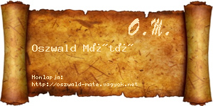 Oszwald Máté névjegykártya